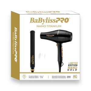 Combo Secador Profesional Babyliss 2000W + Plancha 1¼ (32mm) Limited Edition Nano Gold