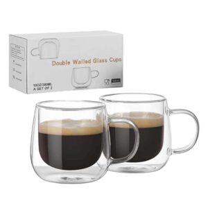 Vasos doble fondo de vidrio Set 2 pzs borosilicato 300ml
